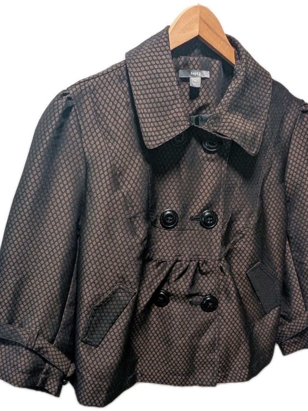 APT.9 ~ Double Breasted ~ Jacket ~ The Shiny Brown Pattern is so Pretty ~ Sz Lg - Picture 7 of 10